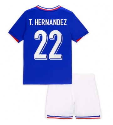 Frankrig Theo Hernandez #22 Hjemmebanesæt Børn EM 2024 Kort ærmer (+ korte bukser)